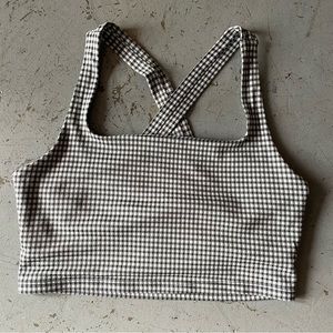 Nike Square Neck Black Gingham Sports Bra M